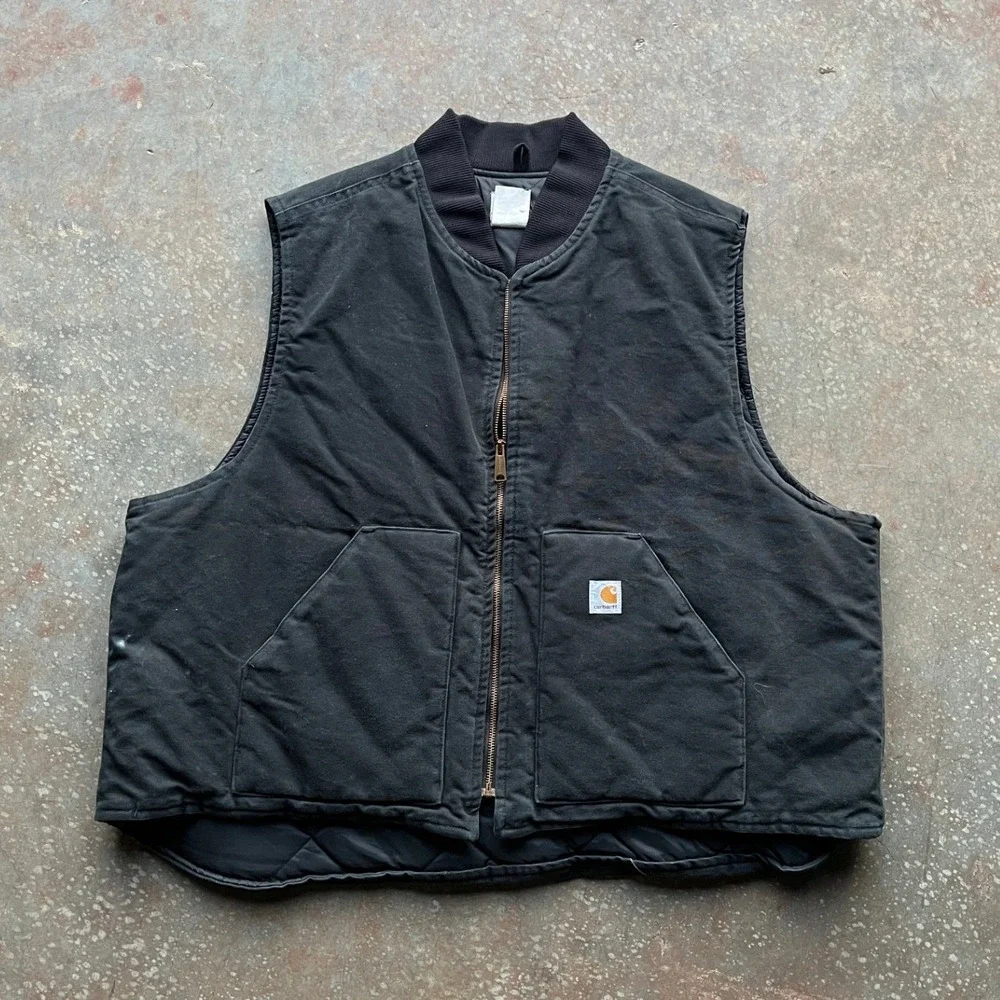 Carhartt V01 Arctic Quilt Lined Duck Vest Mens 3XL Black Canvas Workwear USA